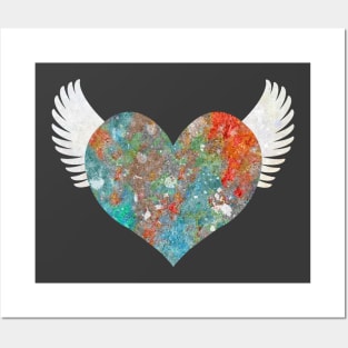 Colorful Stone Heart - Blue and Red Posters and Art